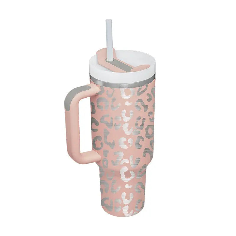 40 Oz Tumbler With Handle Straw Insulated, Stainless Steel Spill Proof Vacuum Coffee Cup Tumbler With Lid Tapered Mug Gifts For Valentine Lover Suitable For Car Gym Office Travel cjdropshipping