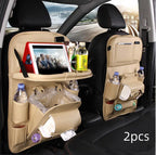 PU Leather Car Storage Bag Multifunction Seat Back Tray Hanging Bag Waterproof Car Organizer Automotive Interior Accessories cjdropshipping