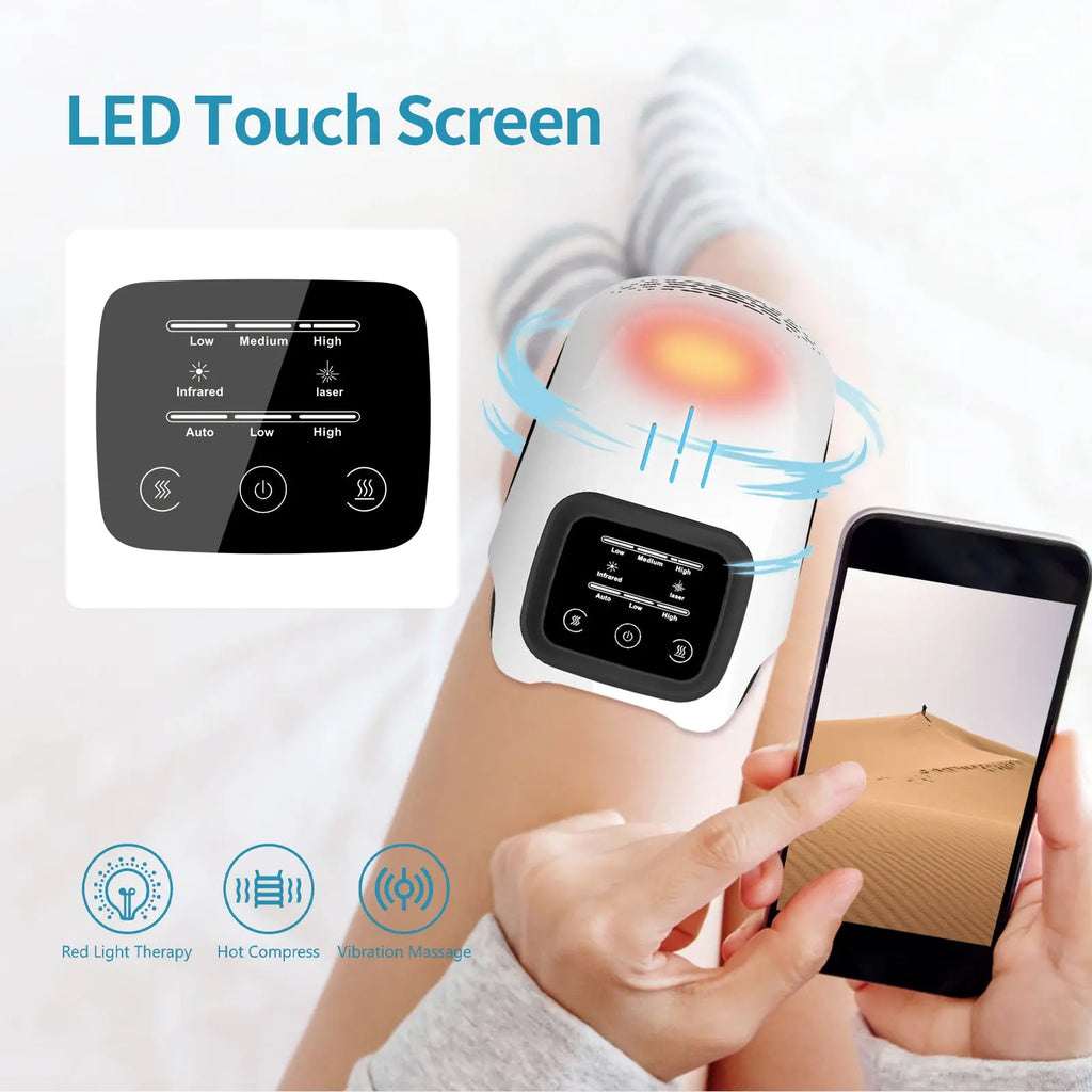 Intelligent Home Use Electric Intelligent Kneading Heating Knee Massager Rechargeable Pain Relief Infrared Laser Vibration Knee Massager cjdropshipping