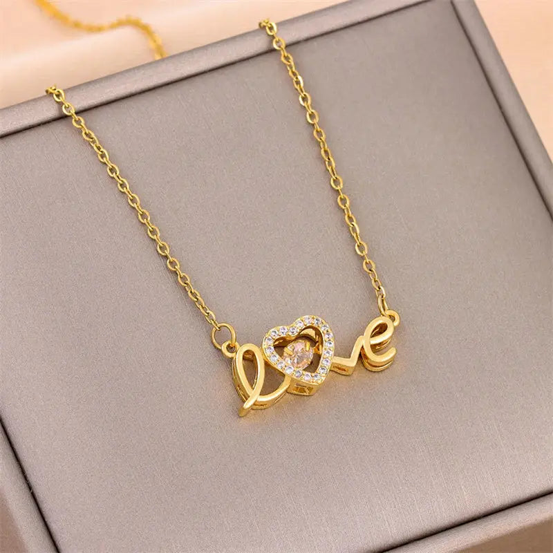 Valentines Day Gift New Titanium Steel Necklace Fashion New Love Smart Necklace Female Clavicle Chain Fashion Jewelry Woman - Grab Online Now