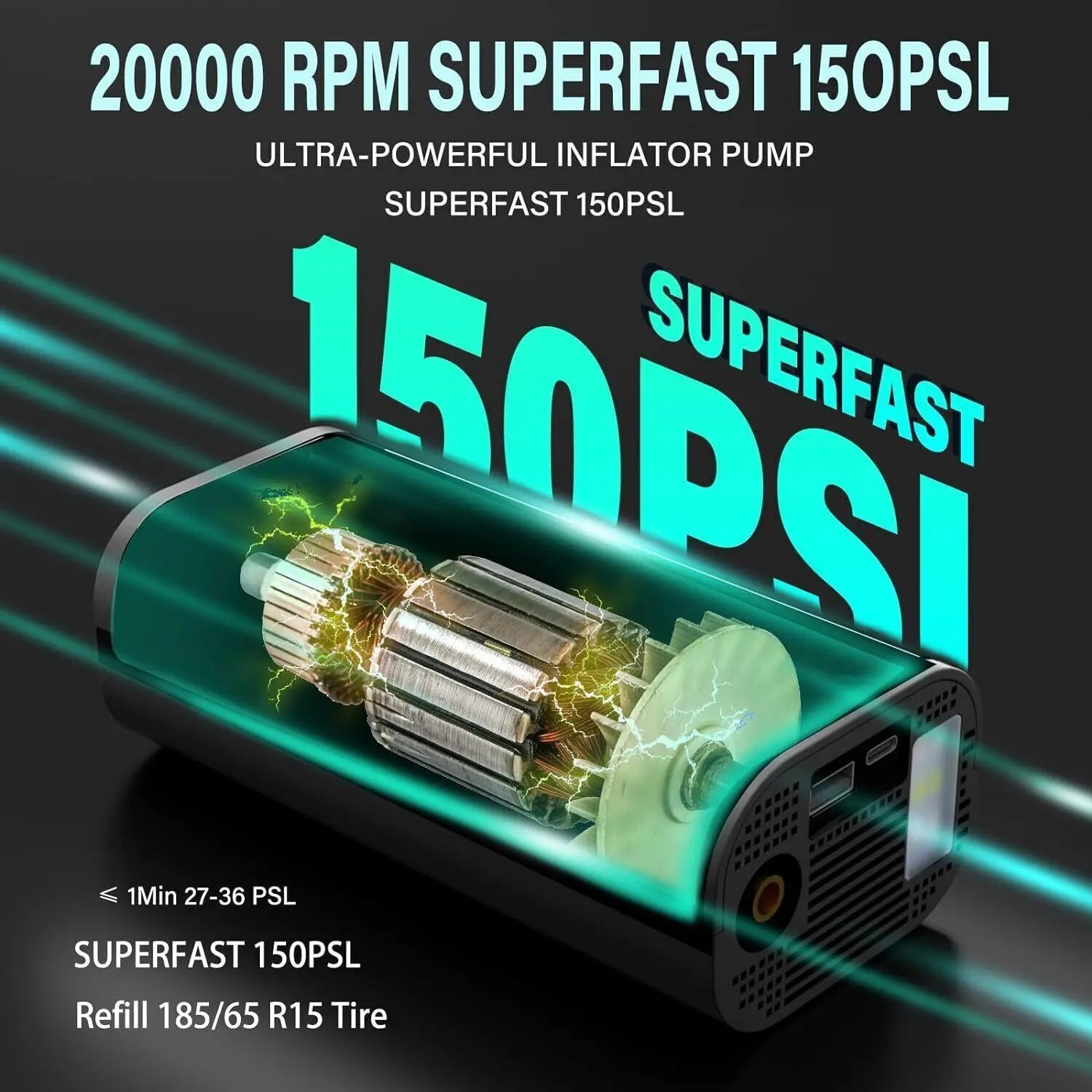 150 PSI Tire Inflator Car Air Compressor Electric Portable Auto 12V Air cjdropshipping