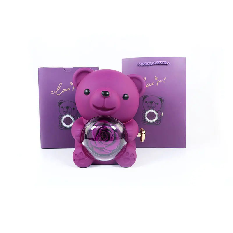 Eternal Rose Teddy Bear Gifts Box With Necklace - Grab Online Now