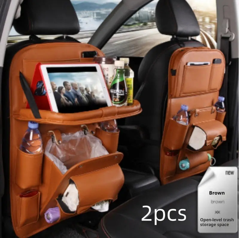 PU Leather Car Storage Bag Multifunction Seat Back Tray Hanging Bag Waterproof Car Organizer Automotive Interior Accessories cjdropshipping