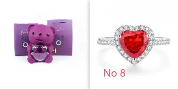Eternal Rose Teddy Bear Gifts Box With Necklace - Grab Online Now
