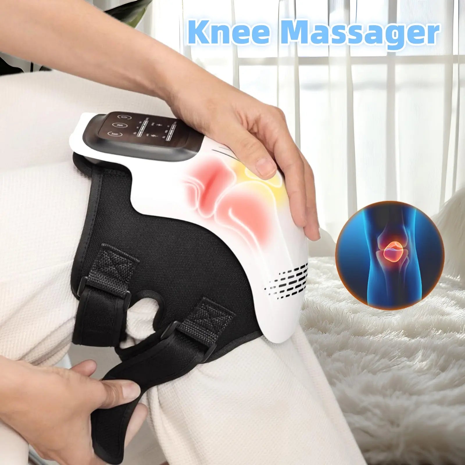 Intelligent Home Use Electric Intelligent Kneading Heating Knee Massager Rechargeable Pain Relief Infrared Laser Vibration Knee Massager cjdropshipping