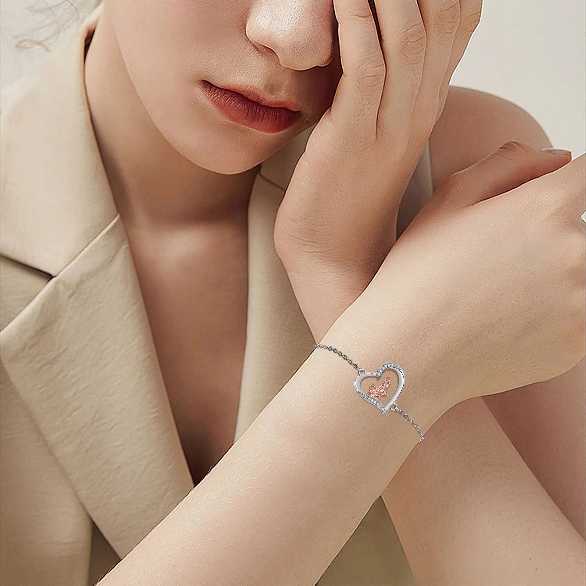 Heart-shaped Ornament Girl's Dog Bracelet cjdropshipping