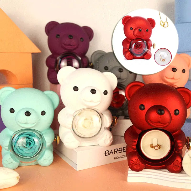Eternal Rose Teddy Bear Gifts Box With Necklace - Grab Online Now