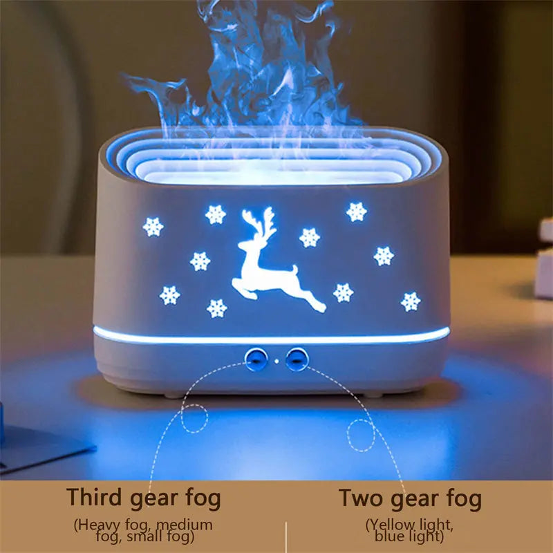 Elk Flame Humidifier Diffuser Mute Household Atmosphere Lamp Christmas Home Decorations cjdropshipping