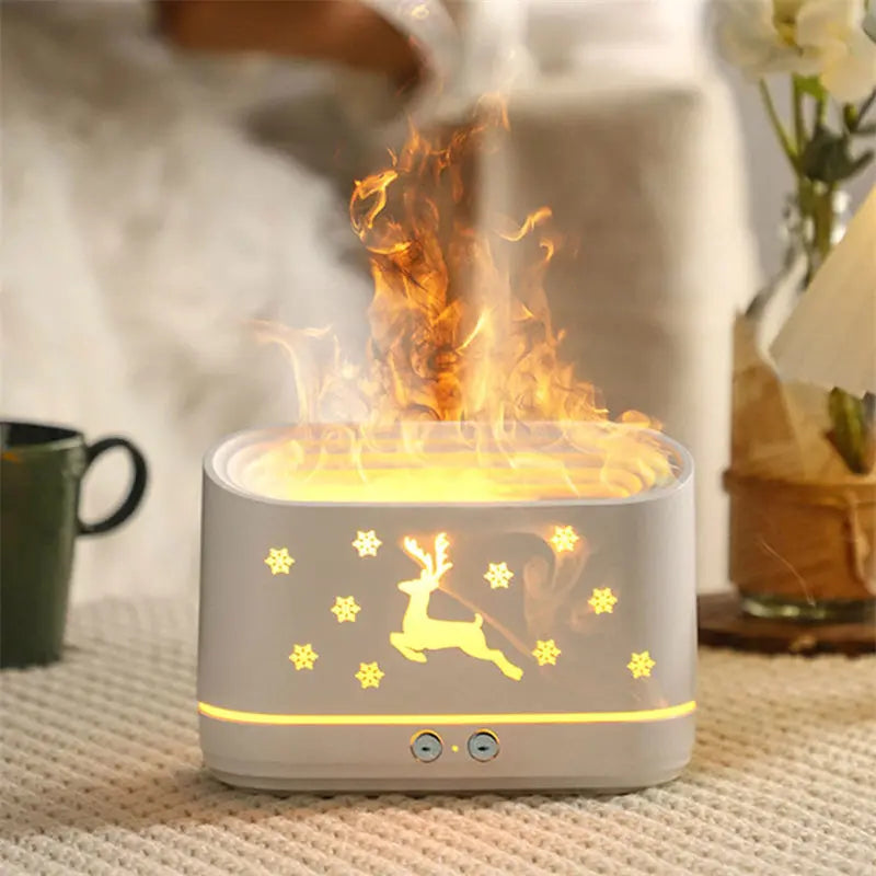 Elk Flame Humidifier Diffuser Mute Household Atmosphere Lamp Christmas Home Decorations cjdropshipping