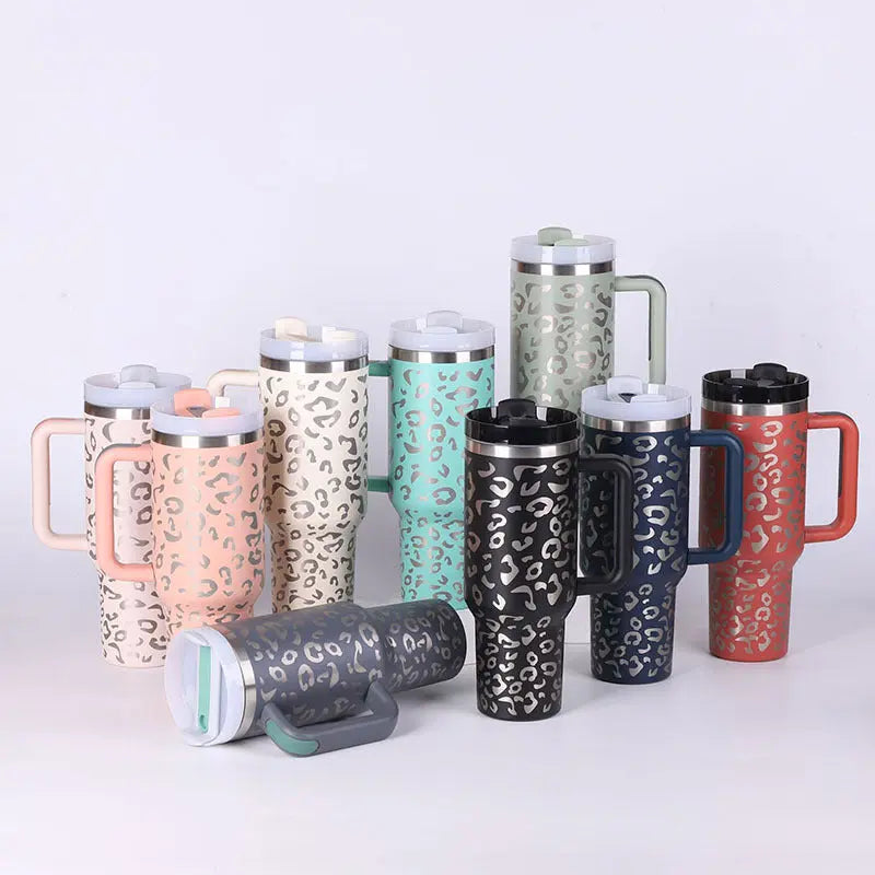 40 Oz Tumbler With Handle Straw Insulated, Stainless Steel Spill Proof Vacuum Coffee Cup Tumbler With Lid Tapered Mug Gifts For Valentine Lover Suitable For Car Gym Office Travel cjdropshipping