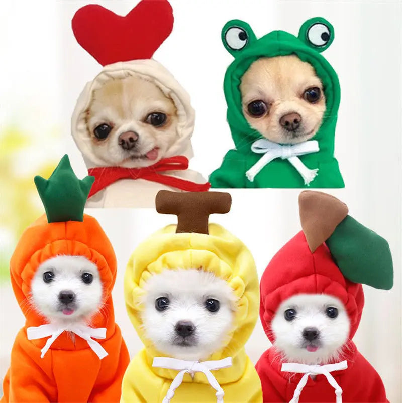 Cute Fruit Dog Clothes For Small Dogs Hoodies Winter Warm Fleece Pet Clothing Puppy Cat Costume Coat For French Chihuahua Outfit cjdropshipping