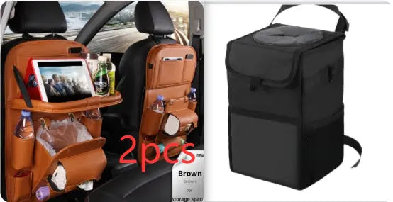 PU Leather Car Storage Bag Multifunction Seat Back Tray Hanging Bag Waterproof Car Organizer Automotive Interior Accessories - Grab Online Now
