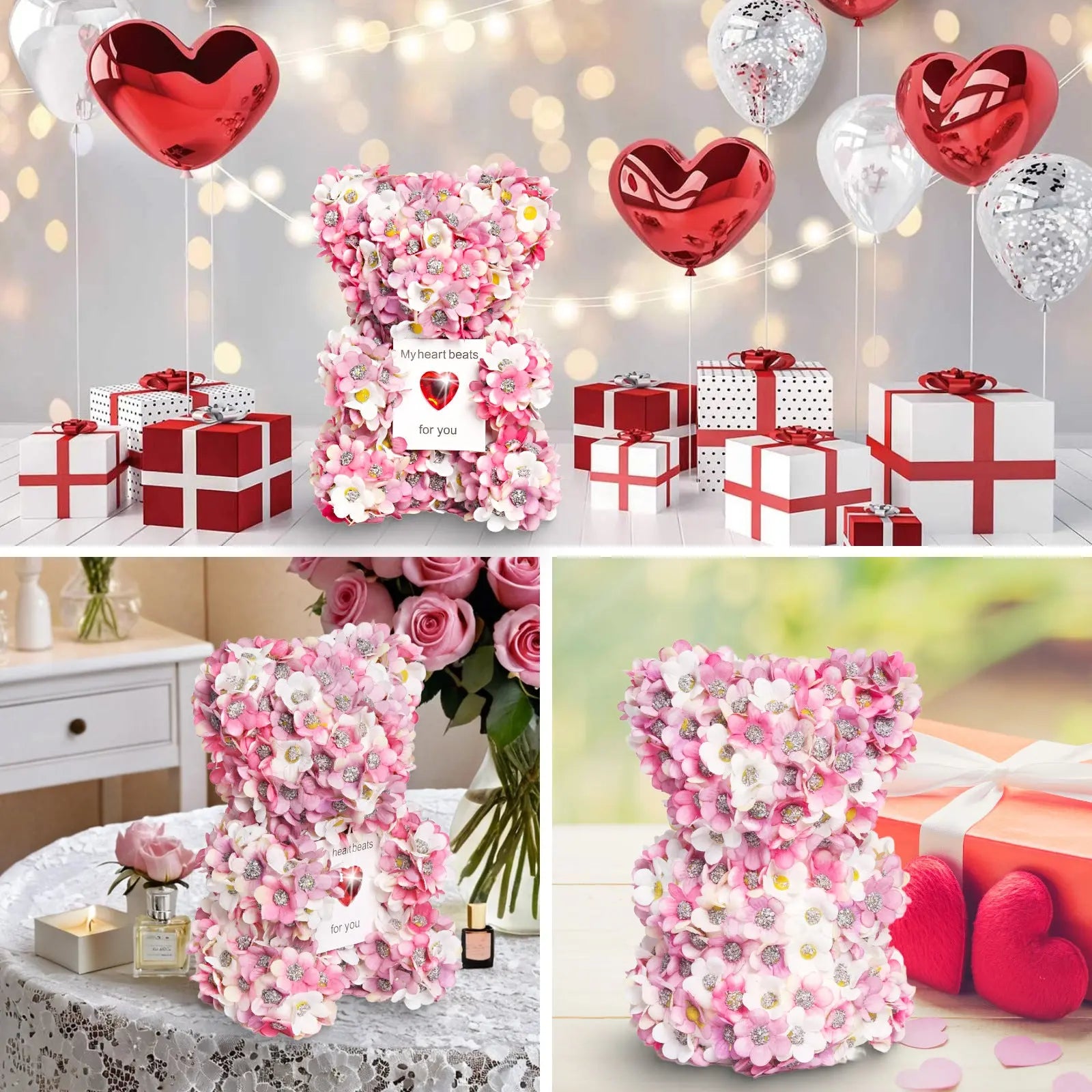 Valentine's Day Artificial Rose Bear Handmade Gift - Grab Online Now