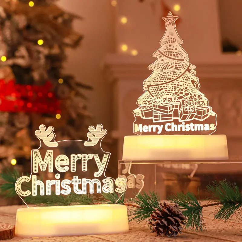 Christmas Decoration 3D Lamp Acrylic LED Night Lights New Year Valentines Day Christmas Kids Gift Christmas Ornaments cjdropshipping