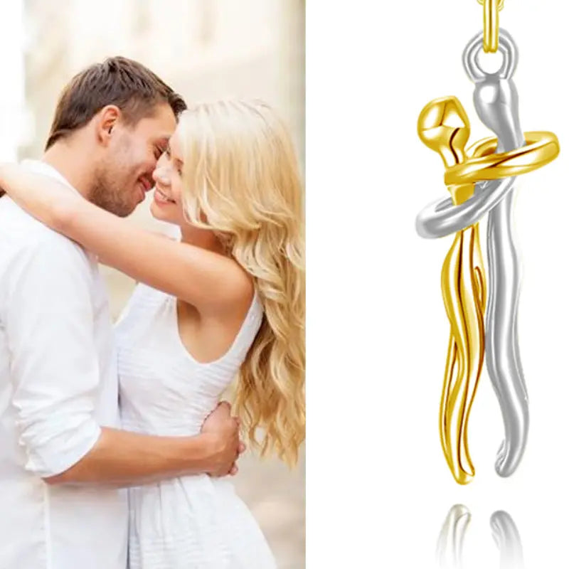 Hot Sale Affectionate Hug Necklace Couples Anniversary Valentine's Day  Gift Fashion Punk Street Style Pendant Necklace - Grab Online Now