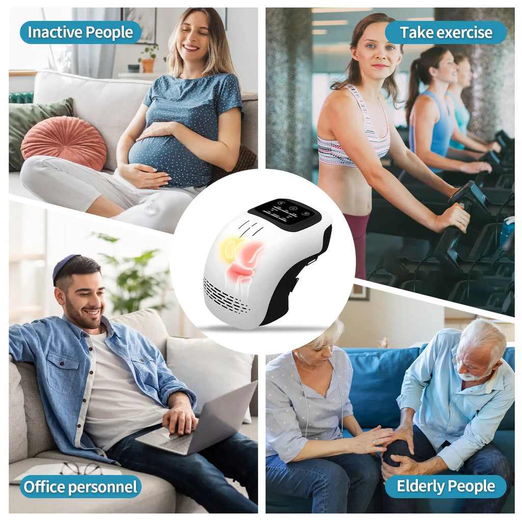 Intelligent Home Use Electric Intelligent Kneading Heating Knee Massager Rechargeable Pain Relief Infrared Laser Vibration Knee Massager cjdropshipping