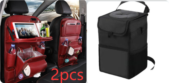 PU Leather Car Storage Bag Multifunction Seat Back Tray Hanging Bag Waterproof Car Organizer Automotive Interior Accessories