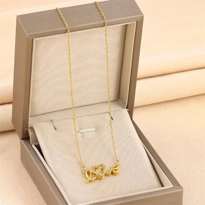 Valentines Day Gift New Titanium Steel Necklace Fashion New Love Smart Necklace Female Clavicle Chain Fashion Jewelry Woman - Grab Online Now