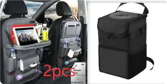 PU Leather Car Storage Bag Multifunction Seat Back Tray Hanging Bag Waterproof Car Organizer Automotive Interior Accessories cjdropshipping