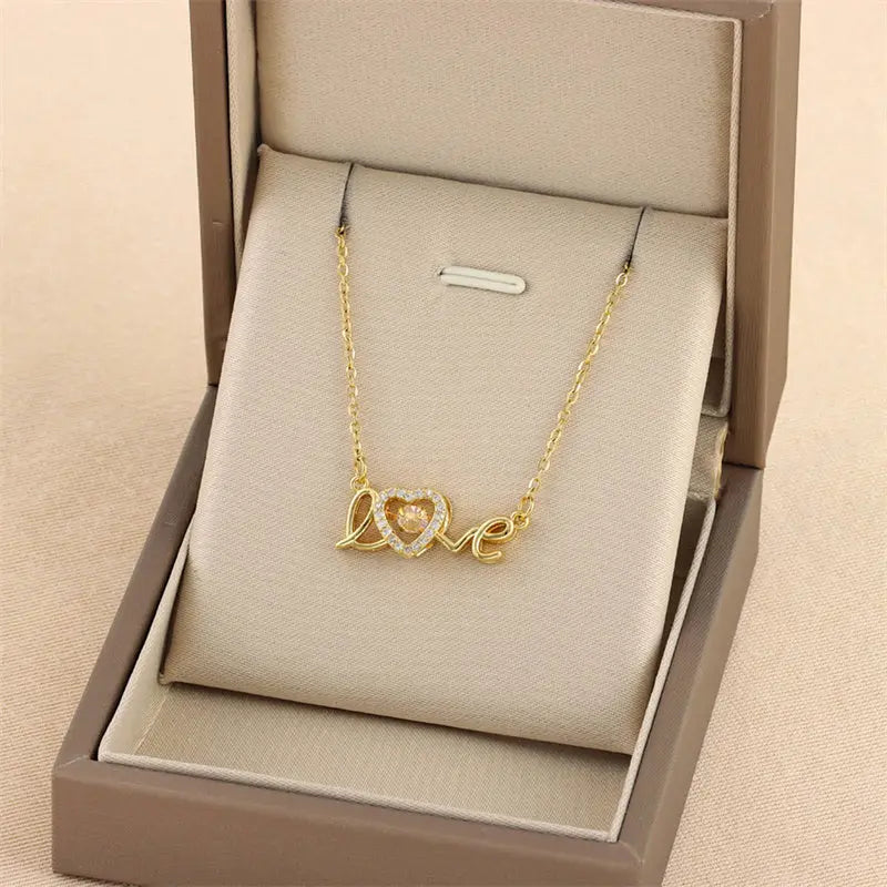 Valentines Day Gift New Titanium Steel Necklace Fashion New Love Smart Necklace Female Clavicle Chain Fashion Jewelry Woman - Grab Online Now