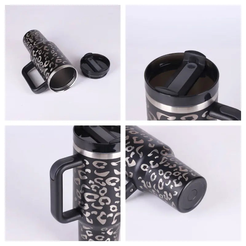 40 Oz Tumbler With Handle Straw Insulated, Stainless Steel Spill Proof Vacuum Coffee Cup Tumbler With Lid Tapered Mug Gifts For Valentine Lover Suitable For Car Gym Office Travel cjdropshipping
