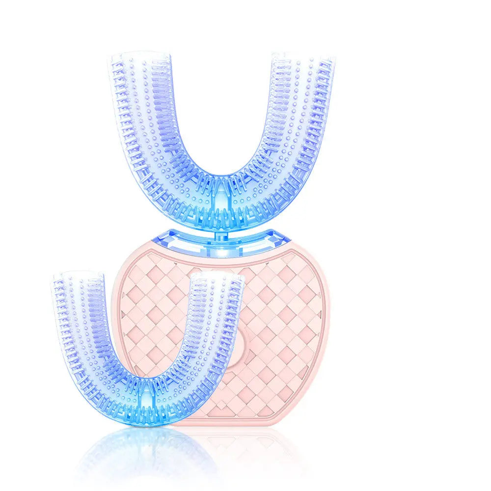 360 Degrees Intelligent Automatic Electric Toothbrush Waterproof U Type Tooth Brush Whitening Blue Light USB Charging cjdropshipping