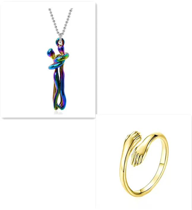 Love Hug Necklace Unisex Men Women Couple Jewelry Simple Temperament Clavicle Chain Valentines Day Lover Gift cjdropshipping