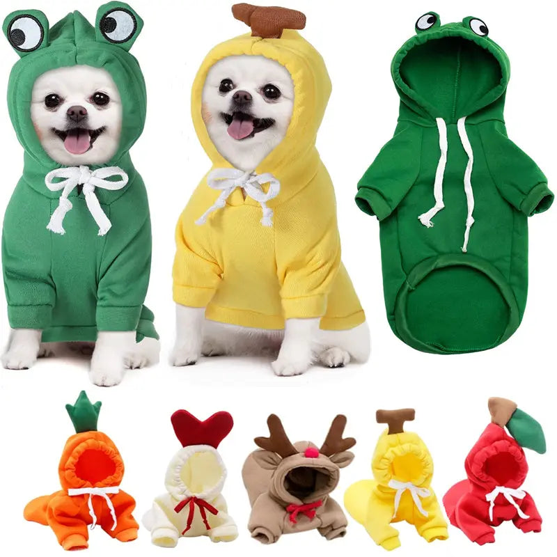 Cute Fruit Dog Clothes For Small Dogs Hoodies Winter Warm Fleece Pet Clothing Puppy Cat Costume Coat For French Chihuahua Outfit cjdropshipping