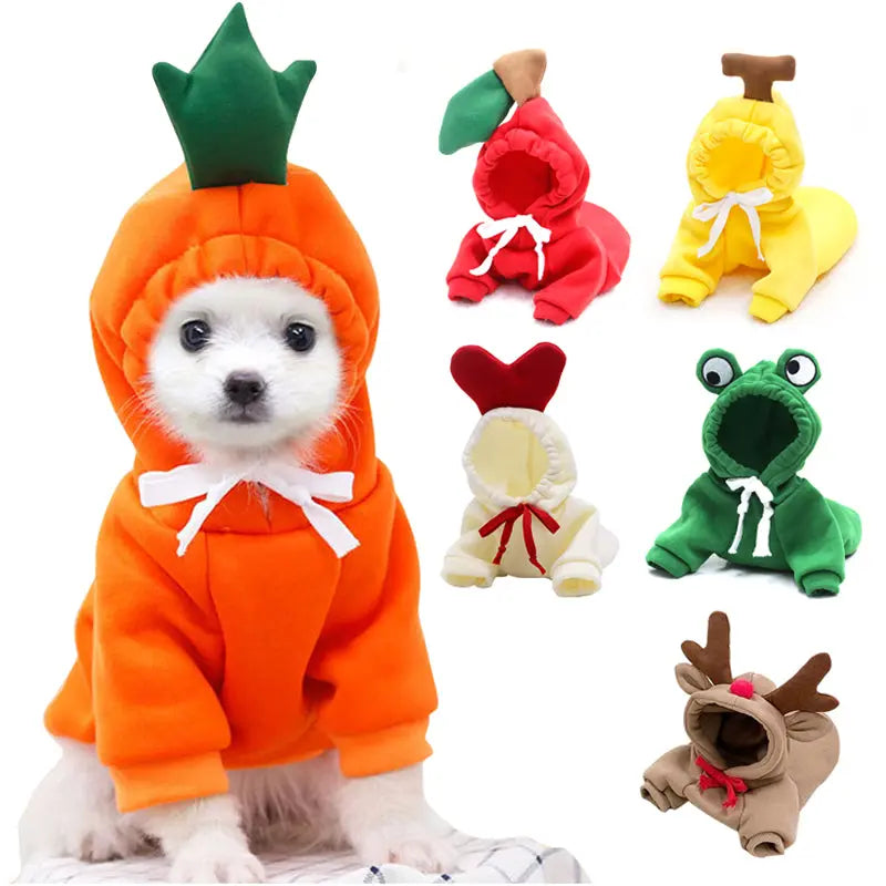 Cute Fruit Dog Clothes For Small Dogs Hoodies Winter Warm Fleece Pet Clothing Puppy Cat Costume Coat For French Chihuahua Outfit cjdropshipping