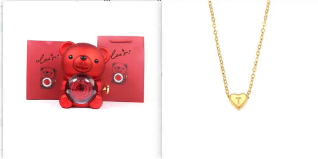 Eternal Rose Teddy Bear Gifts Box With Necklace - Grab Online Now