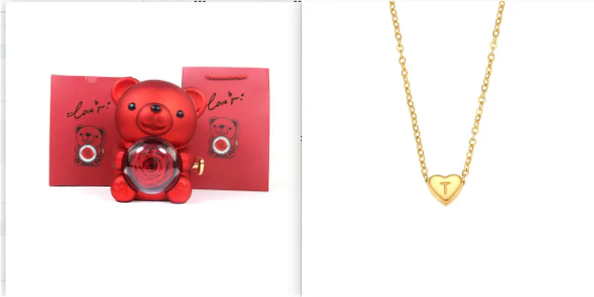 Eternal Rose Teddy Bear Gifts Box With Necklace - Grab Online Now