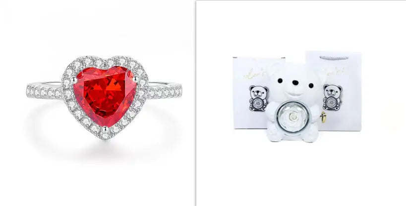 Eternal Rose Teddy Bear Gifts Box With Necklace - Grab Online Now