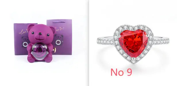 Eternal Rose Teddy Bear Gifts Box With Necklace - Grab Online Now