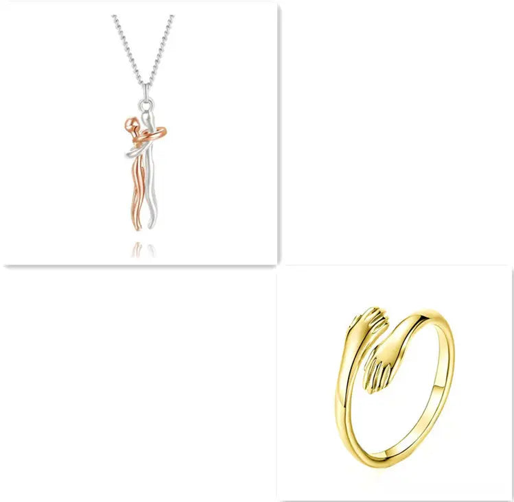 Love Hug Necklace Unisex Men Women Couple Jewelry Simple Temperament Clavicle Chain Valentines Day Lover Gift cjdropshipping
