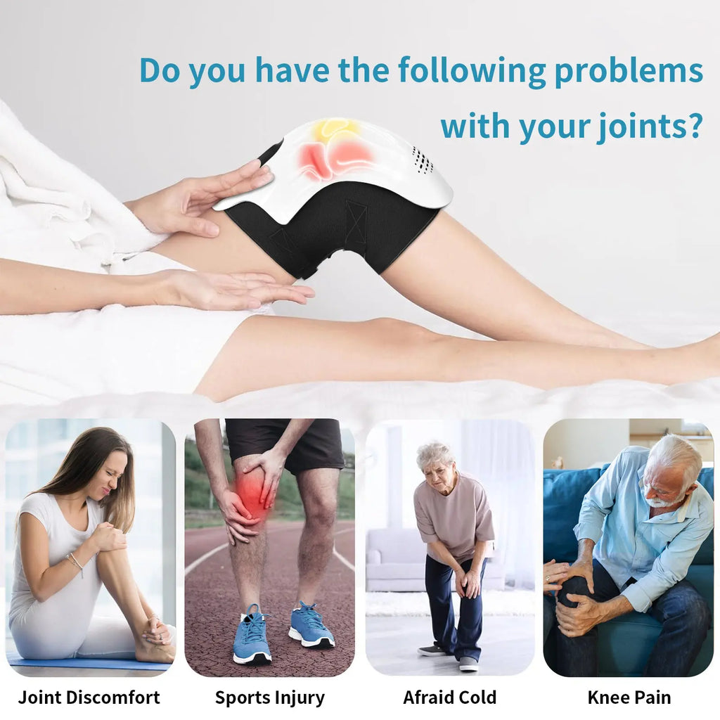 Intelligent Home Use Electric Intelligent Kneading Heating Knee Massager Rechargeable Pain Relief Infrared Laser Vibration Knee Massager cjdropshipping