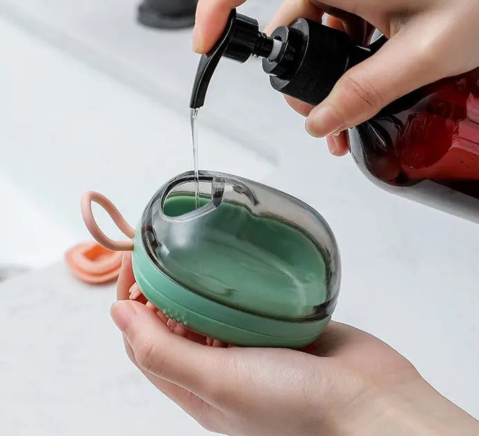 New 2 In 1 Pet Cat Dog Cleaning Bathing Massage Shampoo Soap Dispensing Grooming Brush Pets Supplies cjdropshipping