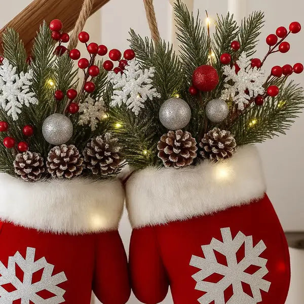 Christmas Garland Creative Glove Shaped Simulated Flower Wreath cjdropshipping