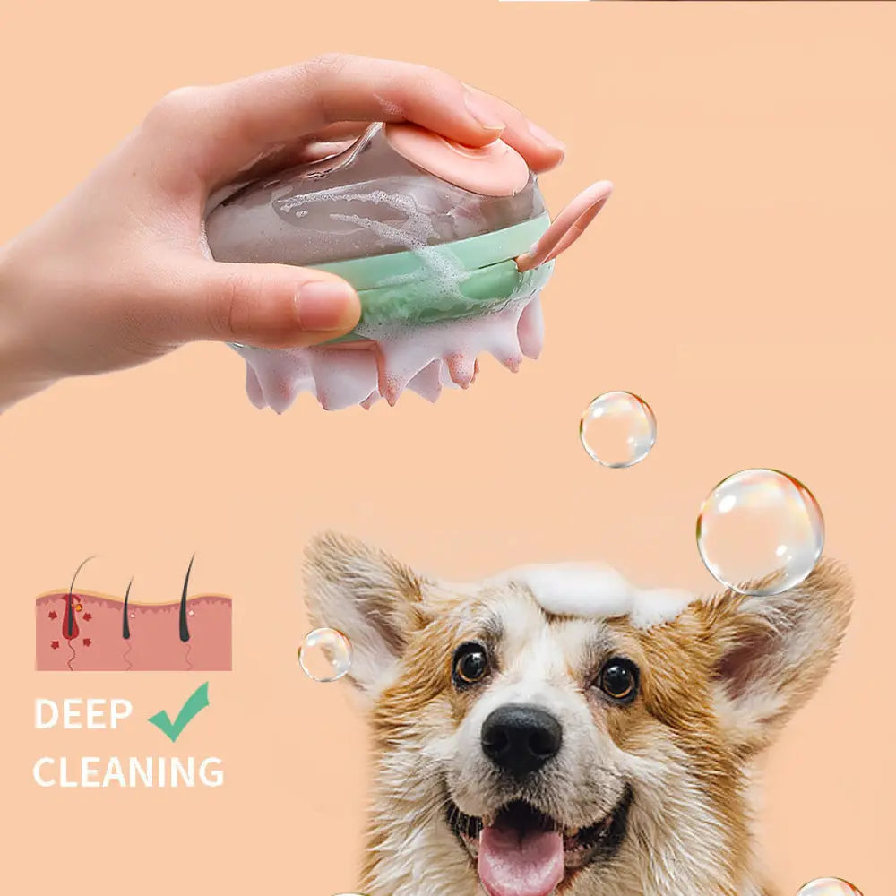 New 2 In 1 Pet Cat Dog Cleaning Bathing Massage Shampoo Soap Dispensing Grooming Brush Pets Supplies cjdropshipping